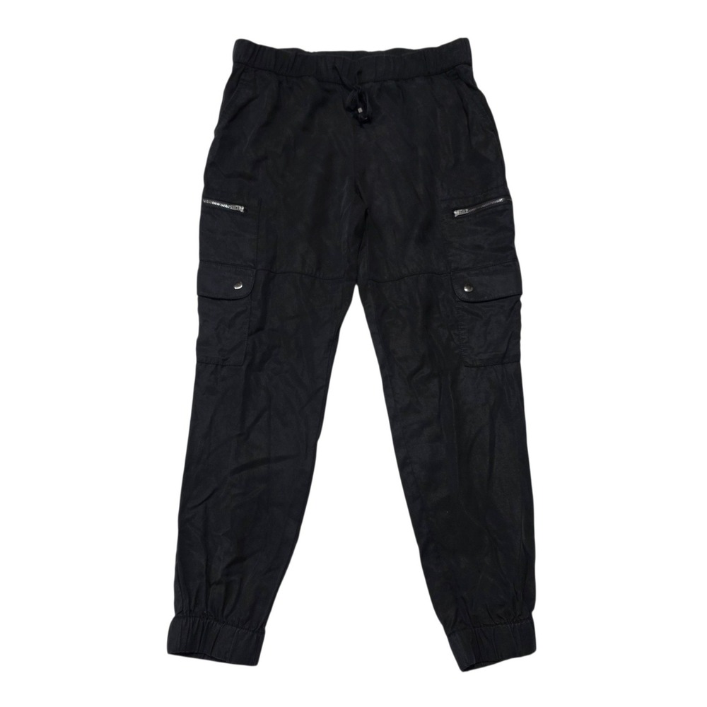 Banana Republic Cargo Jogger Pants Womens Small Black Lyocell Elastic Waist